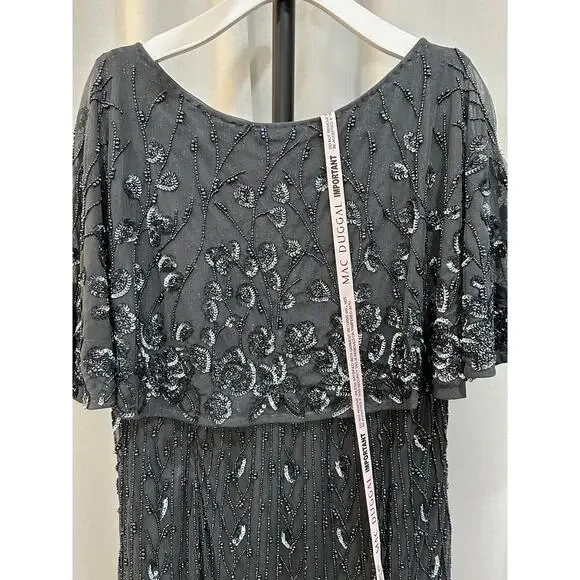 Mac Duggal Embellished Cape Sleeve Column Dress #5939 Plus Size 22 W NWT Midi